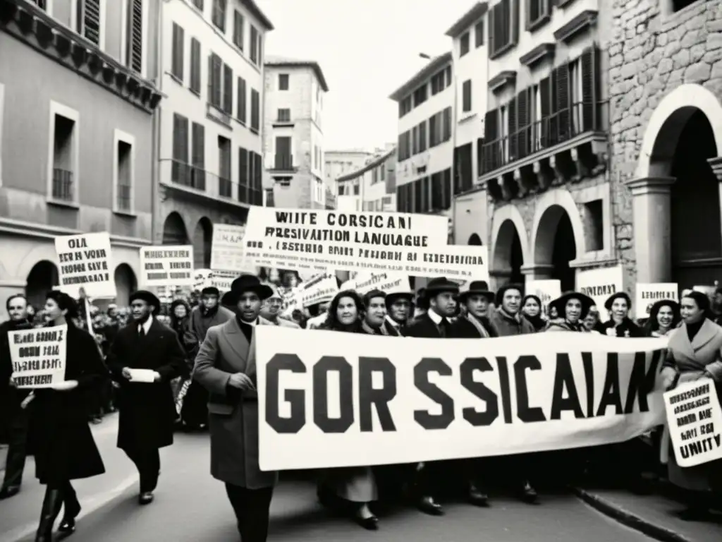 Activistas marchan por la preservación del idioma corso en una ciudad histórica