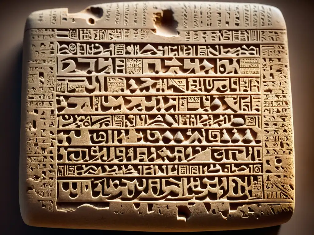 Tableta de barro cuneiforme antigua: legado histórico y belleza atemporal Antigua tablilla de arcilla con escritura cuneiforme, revelando la evolución de los soportes de escritura semítica