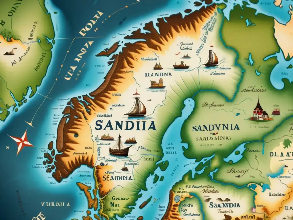 Un antiguo mapa detallado de Escandinavia muestra la evolución de los dialectos