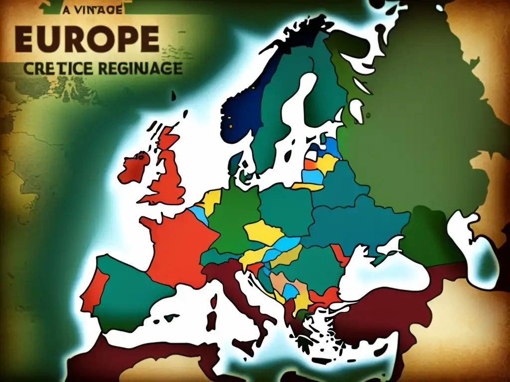 Un antiguo mapa de Europa destaca las regiones de lengua celta en tonos vibrantes y terrosos