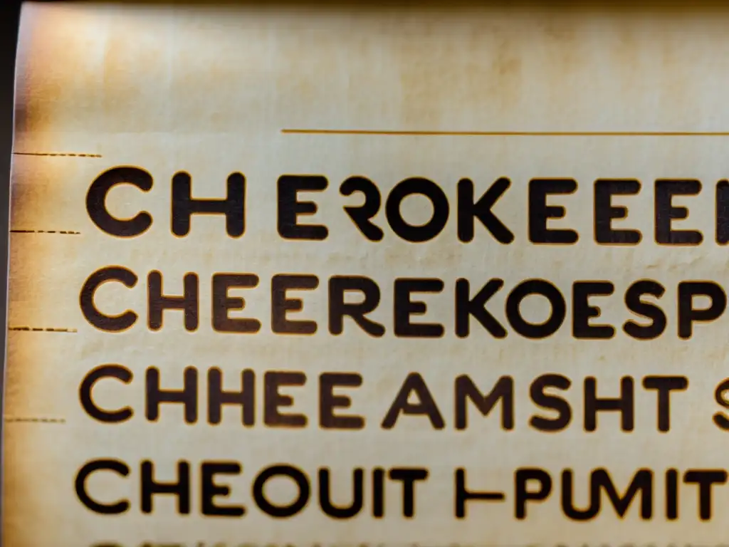 Antiguo pergamino con escritura Cherokee, resaltando los orígenes y análisis lingüístico de la cultura nativa americana