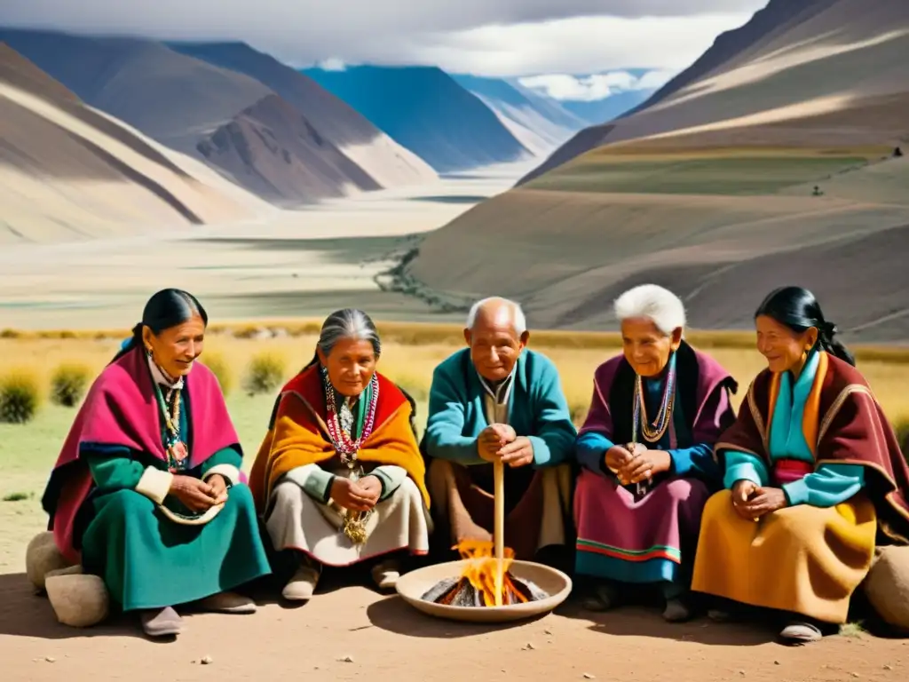 Un antiguo ritual Aymara en los Andes, con coloridos trajes tradicionales y paisajes impresionantes, muestra la resistencia del idioma Aimara