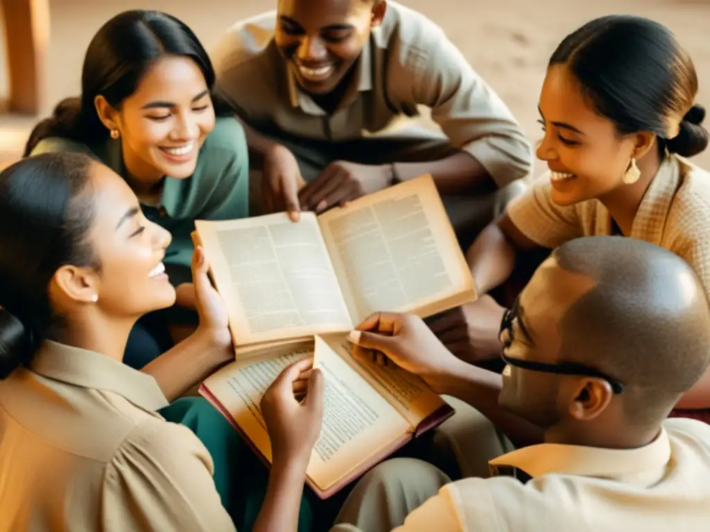 Un círculo de diversidad, intercambiando notas y libros antiguos