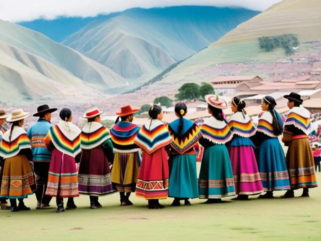 Colorido festival Quechua en Cusco, Perú, con trajes tradicionales, danzas y música