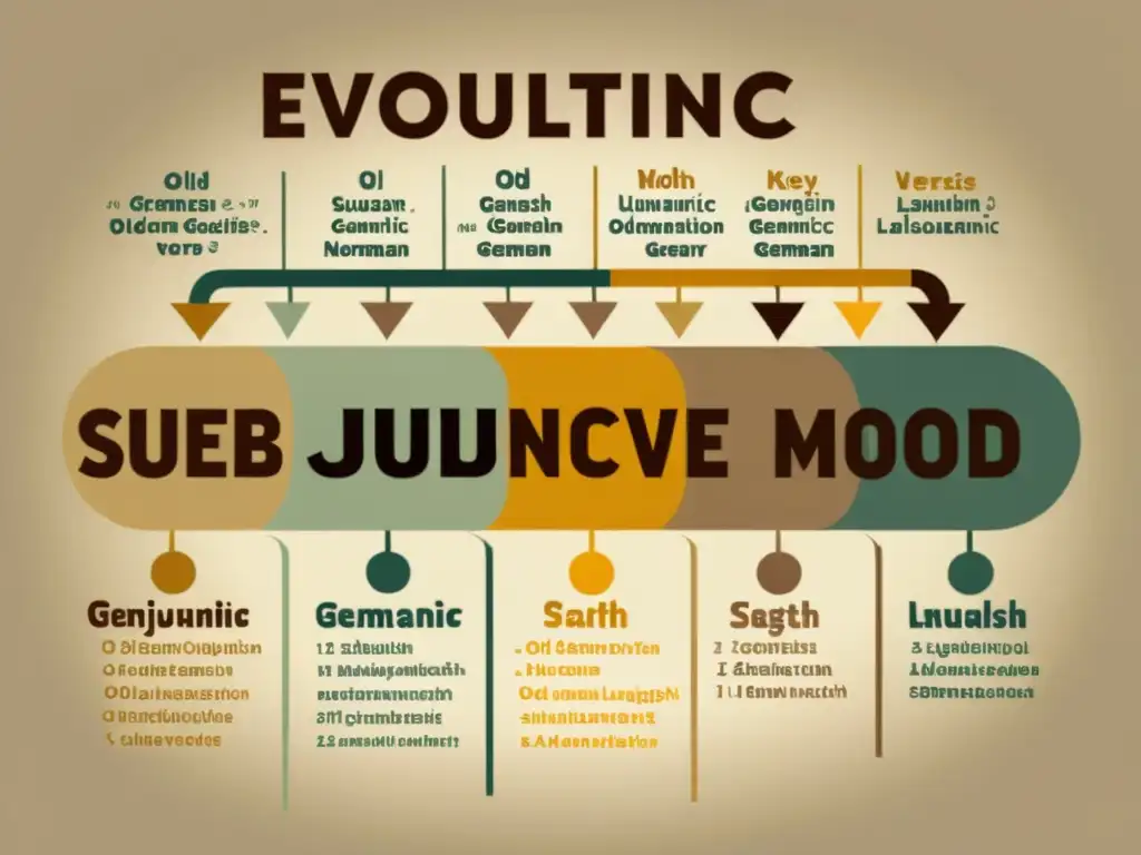 Ilustración detallada del modo verbal en lenguas germánicas, con un enfoque en el inglés antiguo, el alto alemán antiguo y el nórdico antiguo