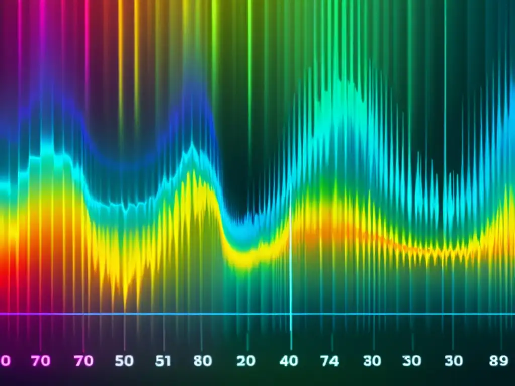 Detalle de un espectrograma de voz con armonía vocal y fenómenos fonéticos en lenguas semíticas, mostrando bandas de frecuencia y modulaciones