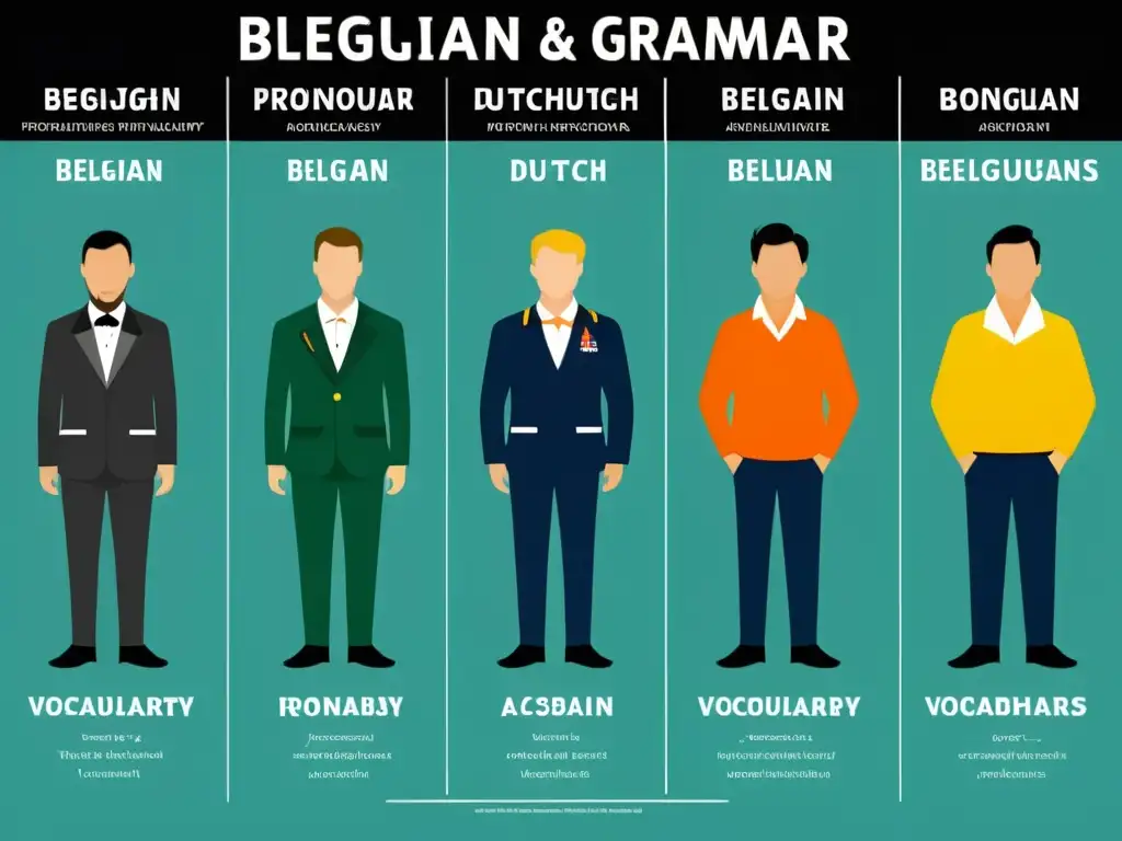 Diferencias lingüísticas entre holandés belga y neerlandés: detallado cuadro comparativo con visualización colorida y anotaciones destacadas