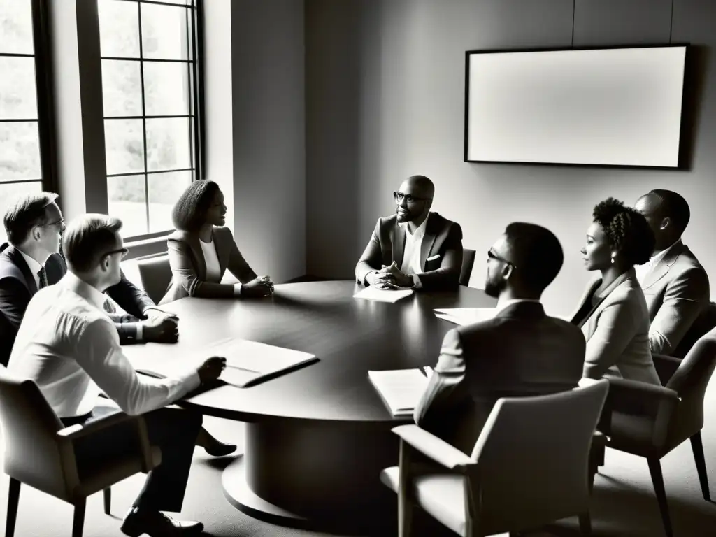 Diverso grupo de profesionales en una animada discusión en una reunión