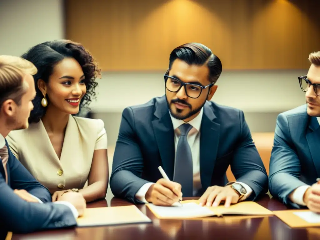 Un equipo diverso en reunión de negocios, superando barreras lingüísticas con herramientas y consultoría profesional