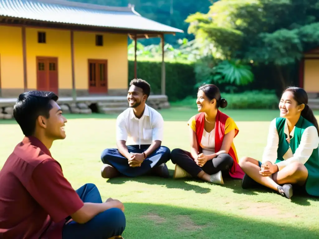 Estudiantes aprendiendo lenguas para impacto social en intercambio cultural al aire libre