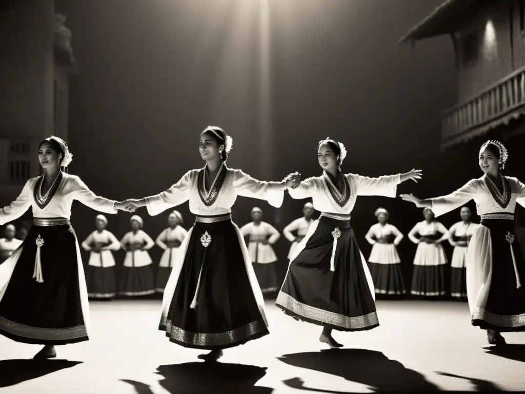 Una foto en blanco y negro de una danza tradicional que transmite emoción y la importancia del lenguaje no verbal en la preservación de tradiciones culturales