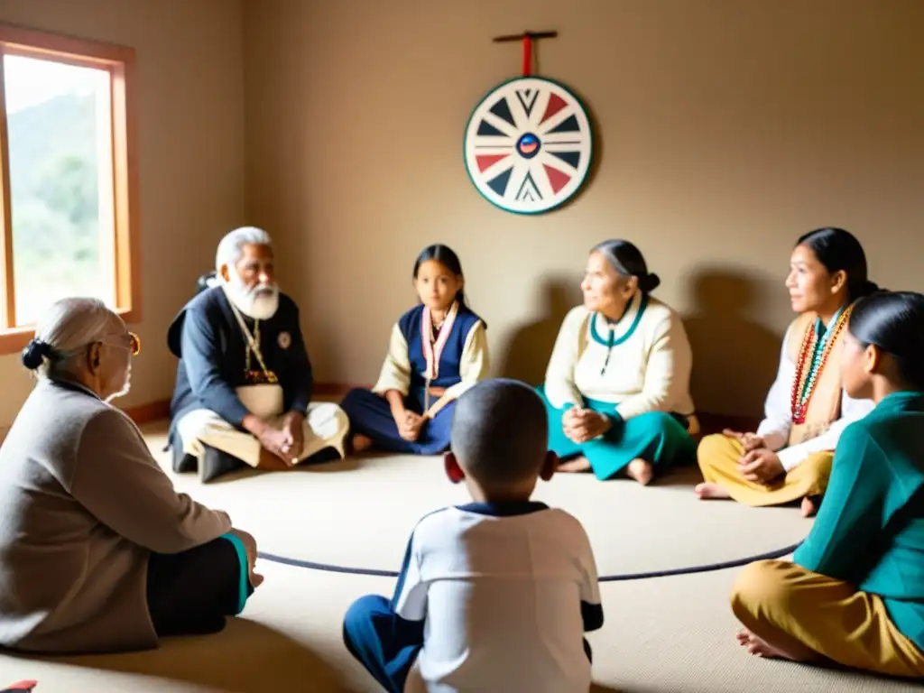 Un grupo de ancianos y niños indígenas participan en la preservación del idioma nativo, con medidas para preservar lenguas en peligro