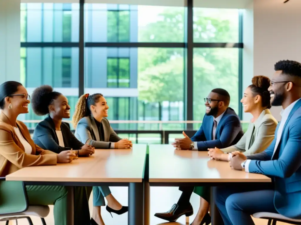 Grupo diverso participa en conversación inclusiva y respetuosa