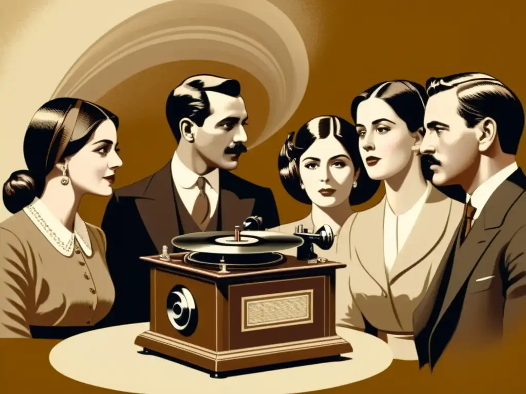 Un grupo escucha atentamente la fonética del maltés, en una atmósfera vintage de estudio