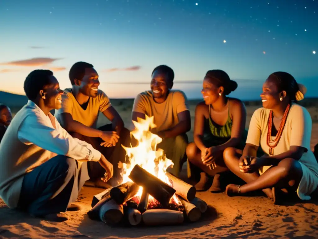 Grupo disfruta de la literatura en lenguas bantúes menos conocidas alrededor del fuego, creando una atmósfera de conexión cultural y tradición oral