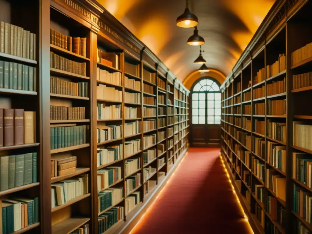 Imagen de una biblioteca vintage llena de libros de idiomas antiguos y desgastados, creando una atmósfera nostálgica y evocadora