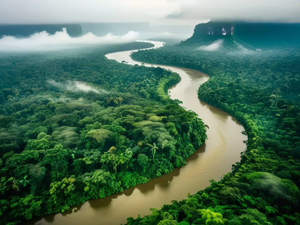 Imagen impactante del río Amazonas serpenteando a través de la densa selva