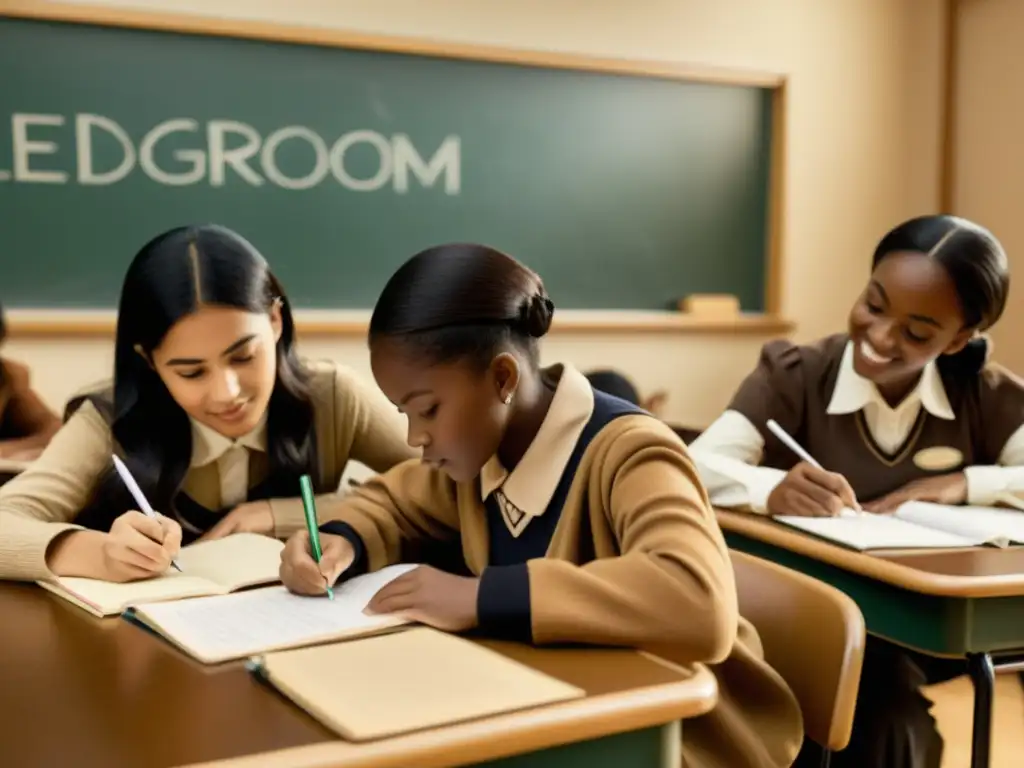 Imagen vintage de aula con enseñanza basada en tareas para lenguaje