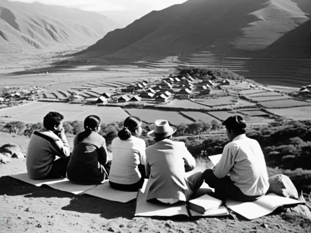 Linguistas investigando el sistema tonal del idioma Chipaya en comunidad andina, rodeados de naturaleza y tradición