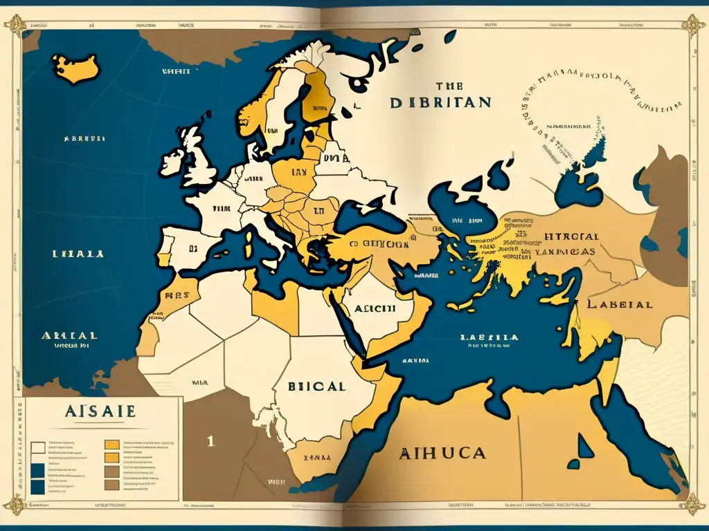 Mapa detallado de las lenguas semíticas en el contexto bíblico, con ilustraciones de antiguos escritos y monumentos históricos