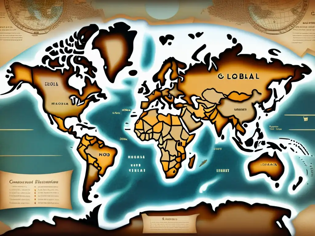 Un mapa vintage detallado muestra la diversidad cultural y lingüística, evocando historia y tradición