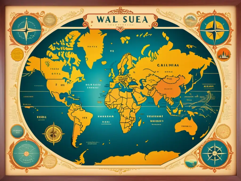 Mapa vintage detallado con lenguas y colores vibrantes, mostrando servicios inclusivos para todos idiomas