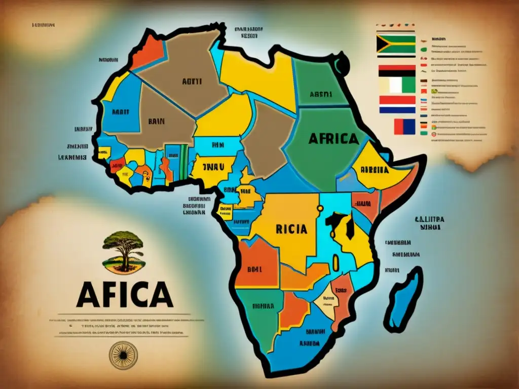 Un mapa vintage detallado de las regiones lingüísticas bantúes menos conocidas en África, con colores desgastados y etiquetas caligráficas