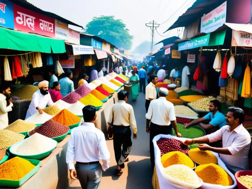 Un mercado vibrante en India muestra la diversidad lingüística y cultural