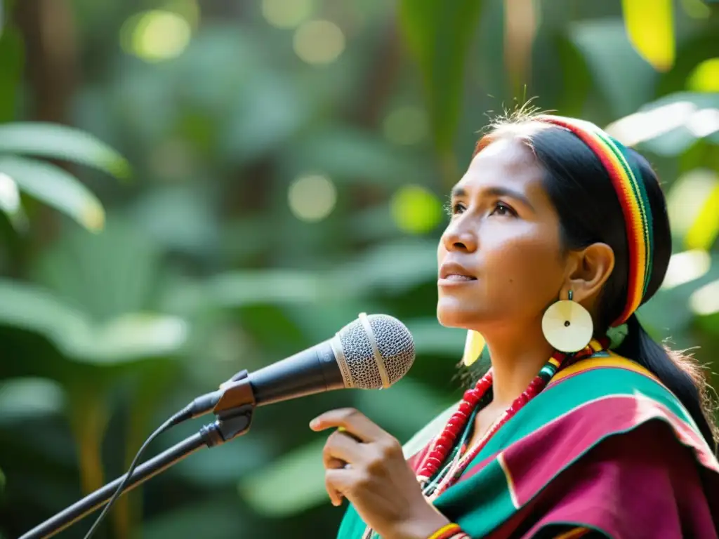 Un orgulloso hablante Quechua en la selva, expresando pasión en su idioma