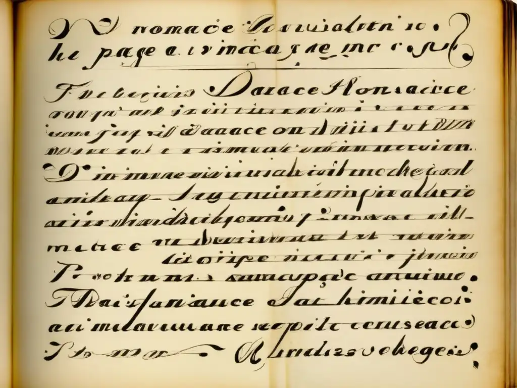 Una ilustración vintage de una página manuscrita con diacríticos de diferentes idiomas romances