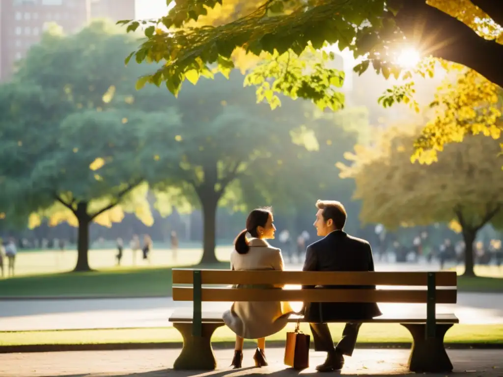 Intercambio de idiomas en el parque: conexión auténtica y encanto vintage Dos personas tienen un animado intercambio de idiomas en un parque, mientras la cálida luz del sol realza la escena