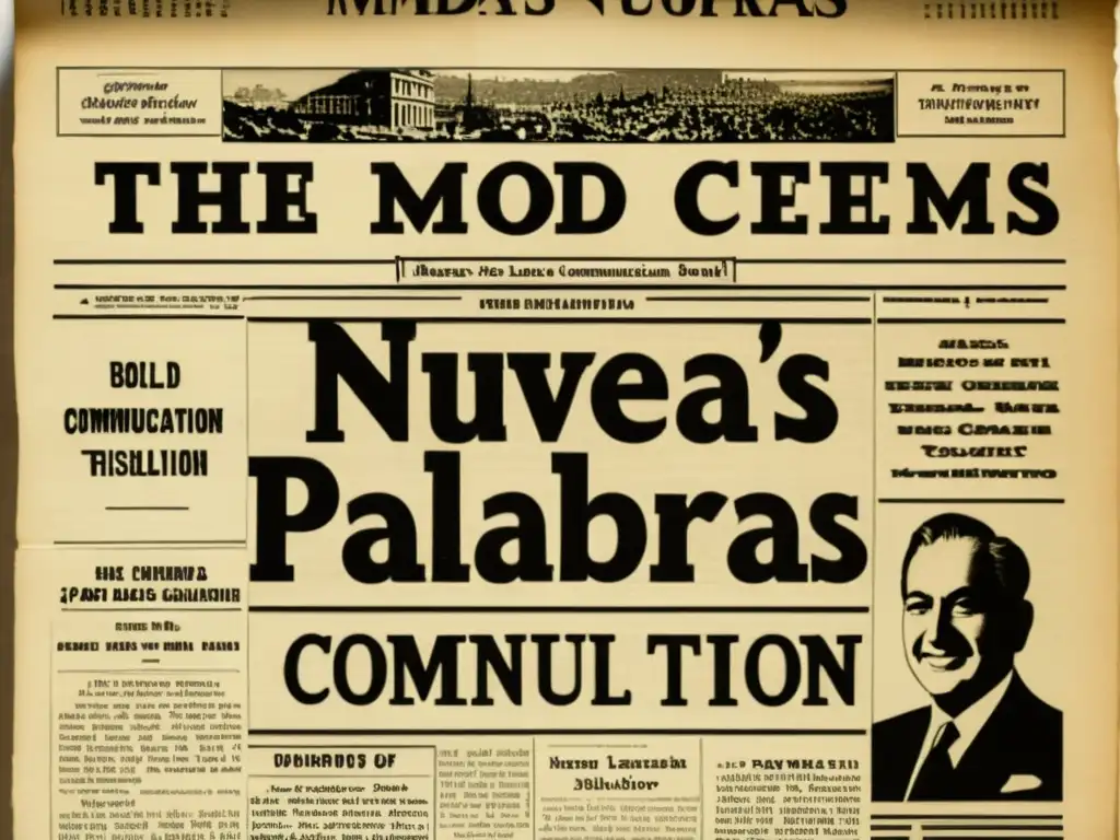 Portada de periódico vintage del siglo XX con la palabra clave 'Normalización de nuevas palabras'