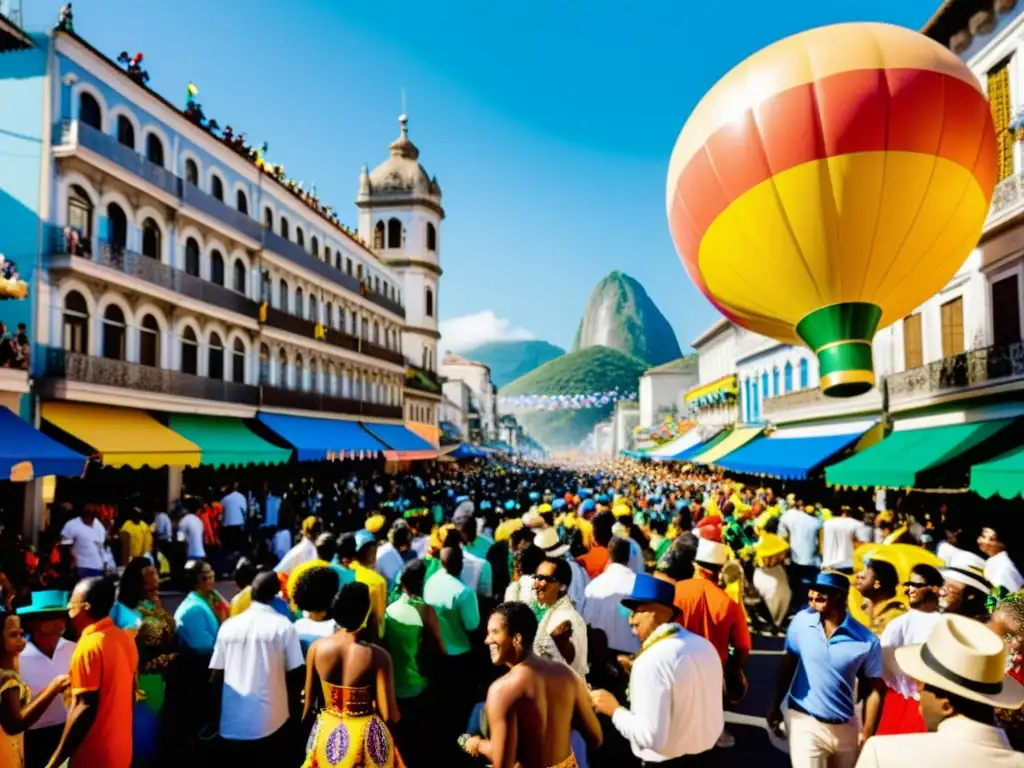 Vibrante carnaval en Río: calles llenas de coloridos desfiles, músicos y bailarines