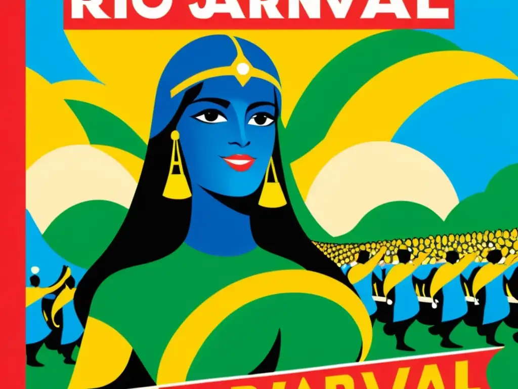 Un vibrante póster vintage promocionando el Carnaval de Río de Janeiro